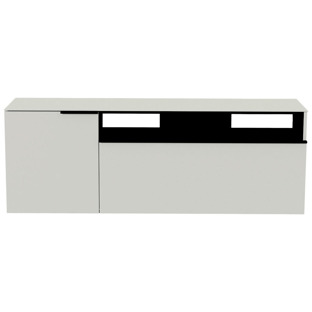 Thumbnail - Moderano Lowboard, Schwarz, Weiß, Metall, 3 Fächer, 160x56x45 cm, Beimöbel erhältlich, hängend, Abdeckplatte aus Glas, W...
