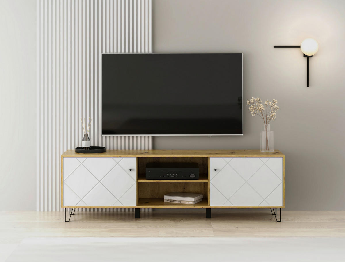 LOWBOARD Bilbao  in 183,4/55,2/40 cm  - Schwarz/Weiß, Design, Holzwerkstoff/Metall (183,4/55,2/40cm) - Boxxx