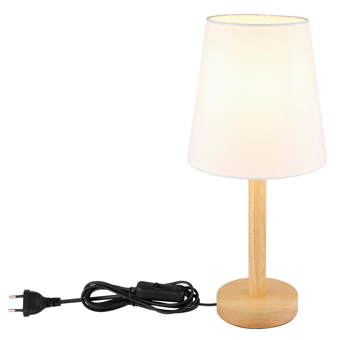 STOLNÍ LAMPA, E14, 20/45 cm  - bílá/hnědá, Basics, kov/textil (20/45cm)