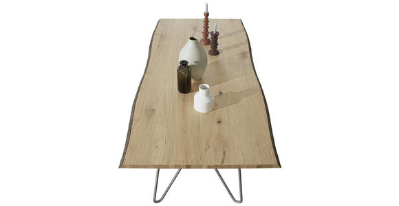 ESSTISCH in Holz, Metall 160/110/77 cm - Edelstahlfarben/Eichefarben, Design, Holz/Metall (160/110/77cm) - Dieter Knoll