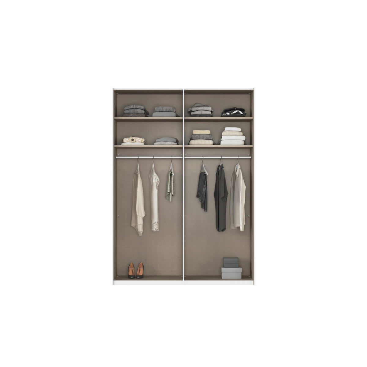 SCHWEBETÜRENSCHRANK 162/236/68 cm 2-türig Weiß  - Alufarben/Weiß, Basics, Glas/Holzwerkstoff (162/236/68cm) - Novel