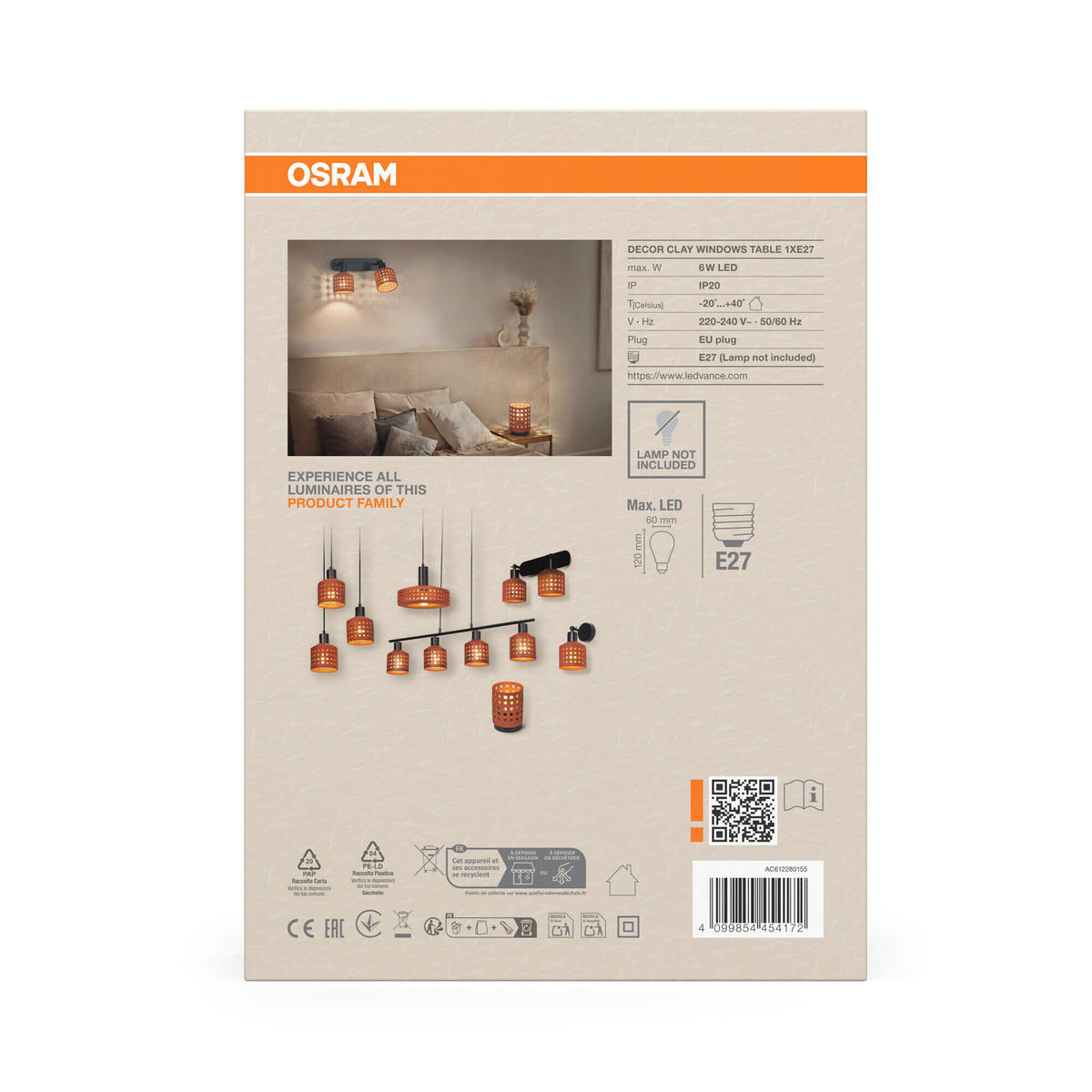 TISCHLEUCHTE 14.5/20.3 cm   - Braun, Basics, Stein/Metall (14.5/20.3cm) - Osram