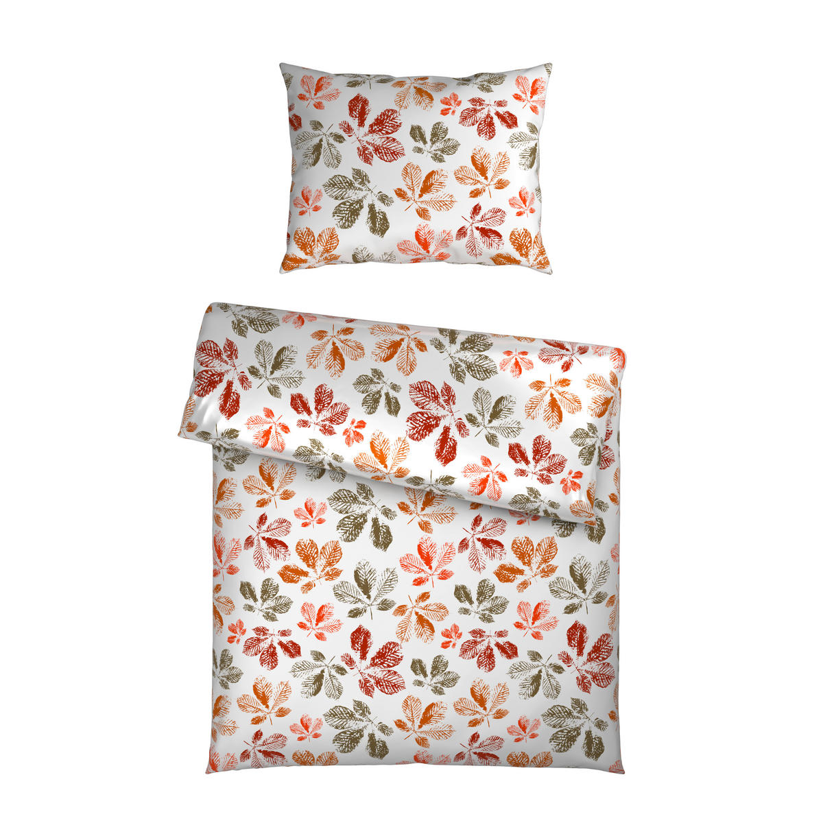POVLEČENÍ, satén, zelená, oranžová, bílá, červenohnědá, 140/200 cm - oranžová/bílá, Design, textil (140/200cm) - Esposa