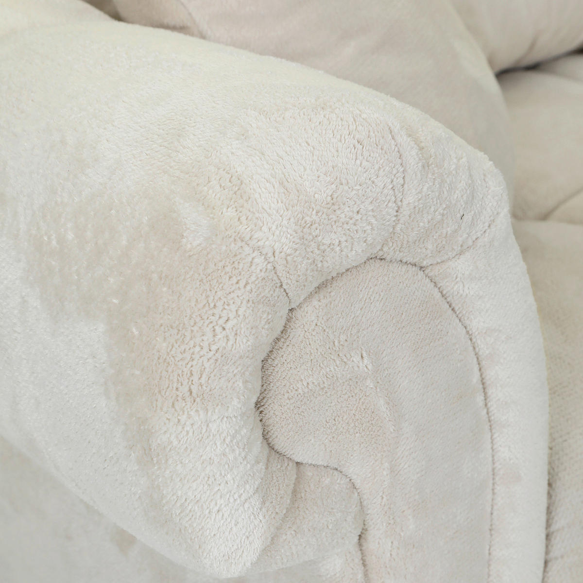 ECKSOFA Weiß Plüsch  - Dunkelbraun/Weiß, KONVENTIONELL, Holz/Textil (288/190cm) - Carryhome