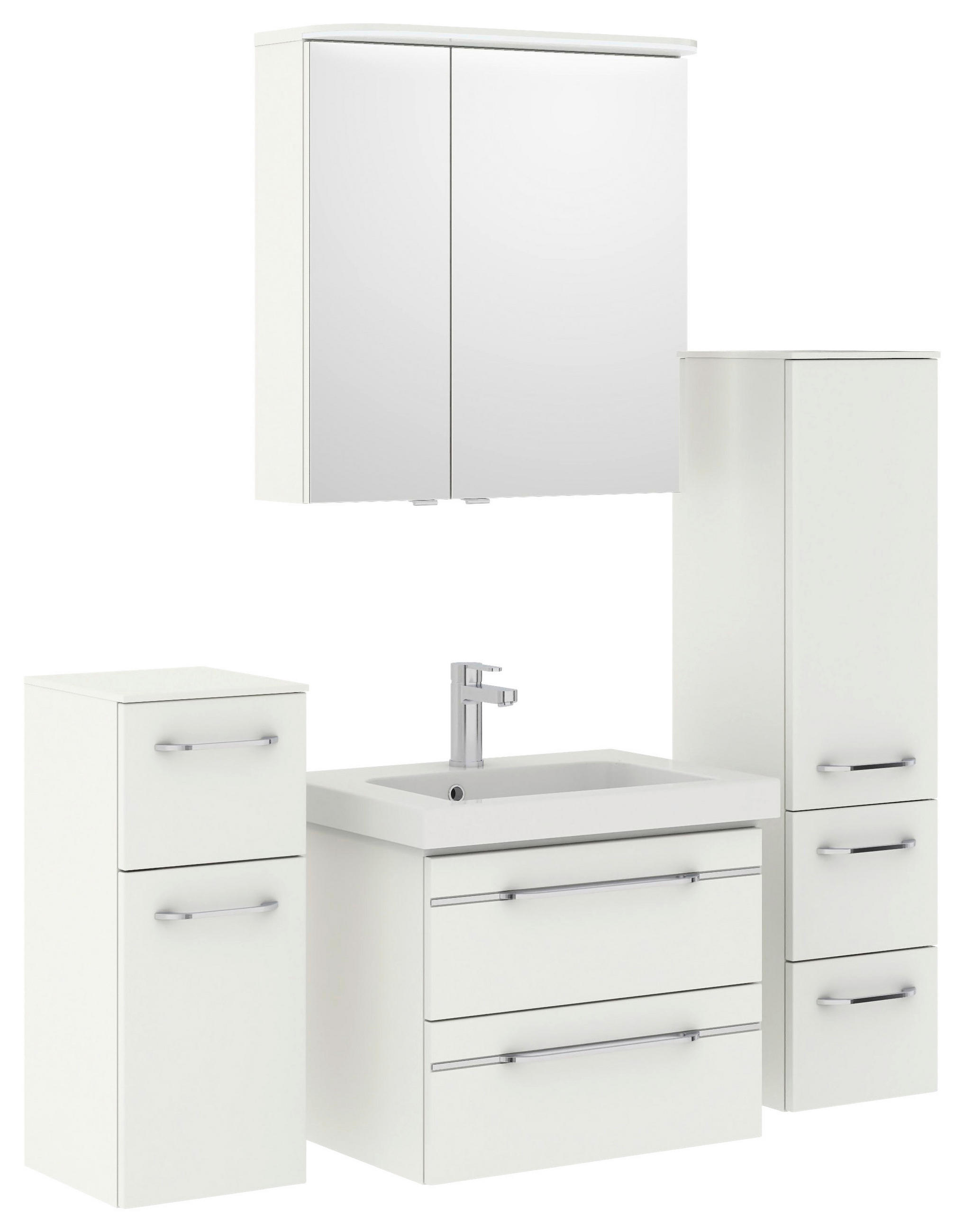 BADEZIMMER 5-teilig in 148 cm - Chromfarben/Weiß Hochglanz, KONVENTIONELL, Glas/Keramik (148cm) - Pelipal