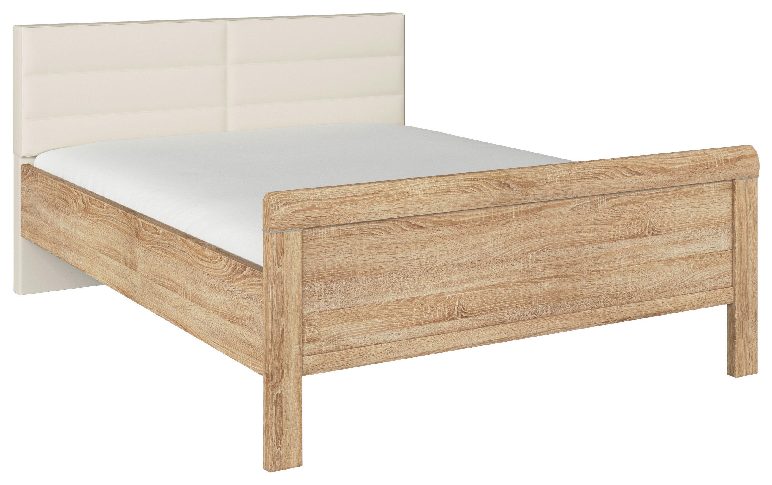 POSTELJA 160 cm   x 200 cm  , leseni material barve šampanjca, hrast sonoma  - barve šampanjca/hrast sonoma, Design, leseni material/tekstil (160/200cm) - Novel