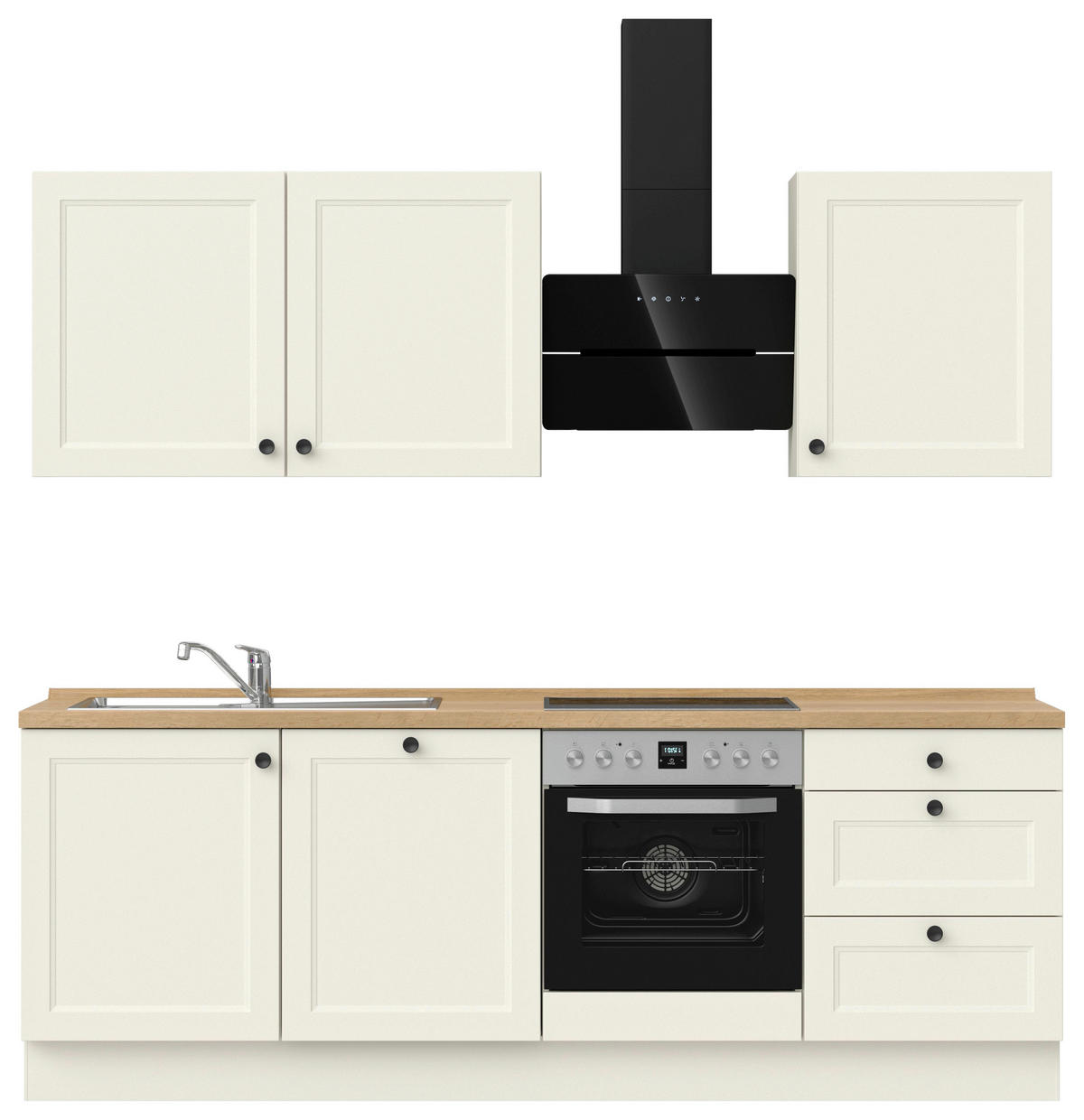 KÜCHENLEERBLOCK 240 cm   in Weiß, Eichefarben  - Eichefarben/Schwarz, MODERN, Holzwerkstoff/Metall (240cm) - Nobilia