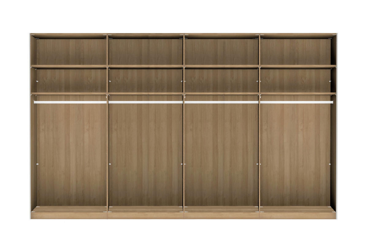 SCHWEBETÜRENSCHRANK 330/236/67 cm 4-türig Buchefarben, Champagner  - Champagner/Buchefarben, Natur, Glas/Holz (330/236/67cm) - Linea Natura