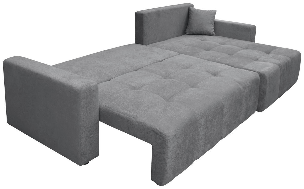 ECKSOFA LAGUNA Grau Frottee  - Schwarz/Grau, Design, Kunststoff/Textil (260/143cm) - MID.YOU