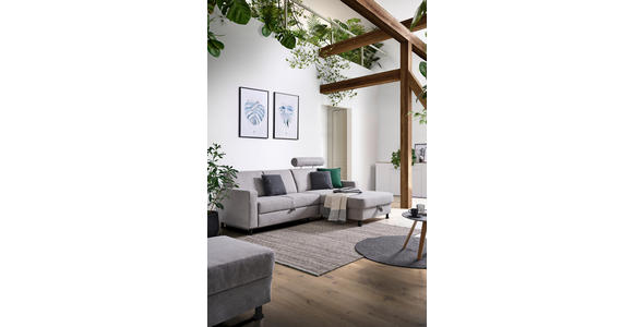 ECKSOFA in Webstoff Platinfarben  257/165 cm  - Platinfarben/Schwarz, Design, Kunststoff/Textil (257/165cm) - Xora