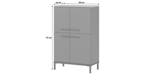 HIGHBOARD melaminharzbeschichtet  - Eichefarben/Graphitfarben, MODERN, Holzwerkstoff/Metall (60/97/34cm) - Xora