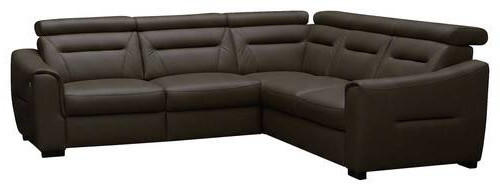ECKSOFA Lederlook Echtleder Dunkelbraun  - Wengefarben/Dunkelbraun, Design, Leder/Holz (260/260cm) - Celina Home