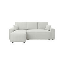 ECKSOFA Weiß Bouclé Zierkissen, Rückenkissen, Bettkasten, Schlaffunktion, Rücken echt, Liegefläche im Originalstoff  - Schwarz/Weiß, MODERN, Kunststoff/Textil (143/232cm) - Carryhome