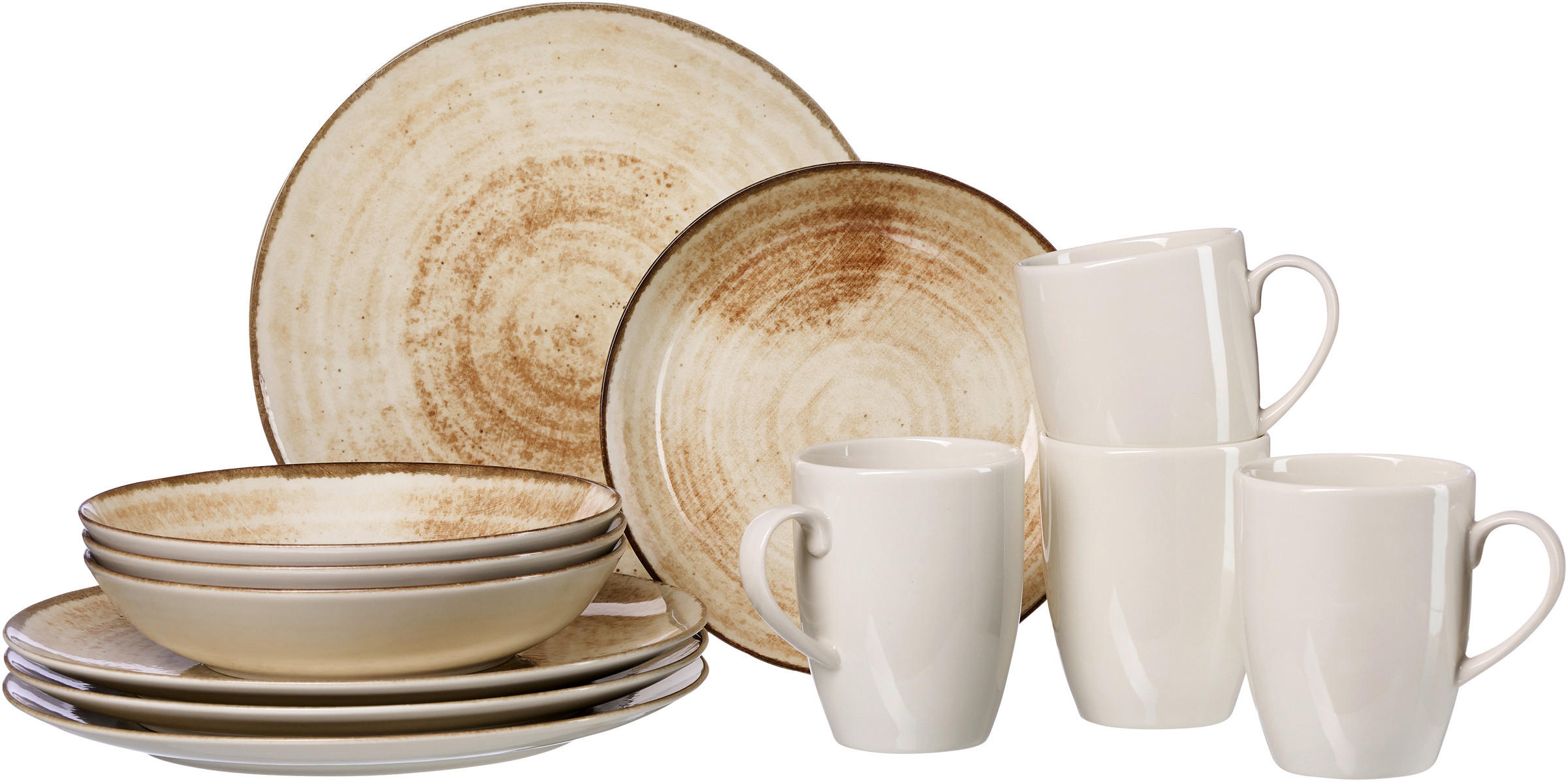 KOMBISERVICE 12-teilig  - Beigebraun, Basics, Keramik (34/31/28cm) - Ritzenhoff Breker