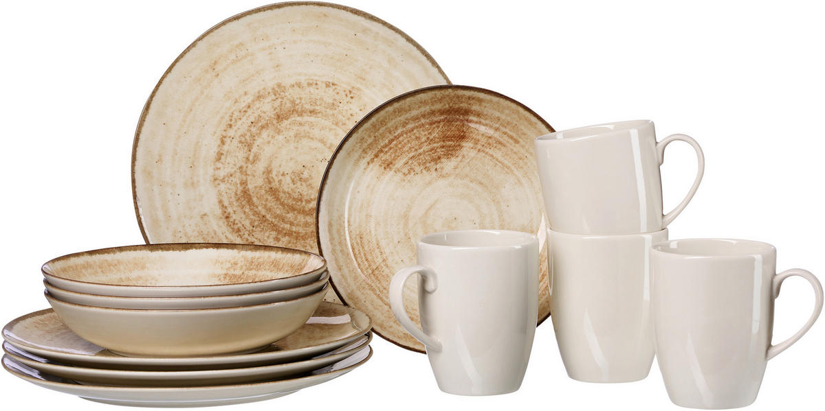 KOMBISERVICE 12-teilig  - Beigebraun, Basics, Keramik (34/31/28cm) - Ritzenhoff Breker