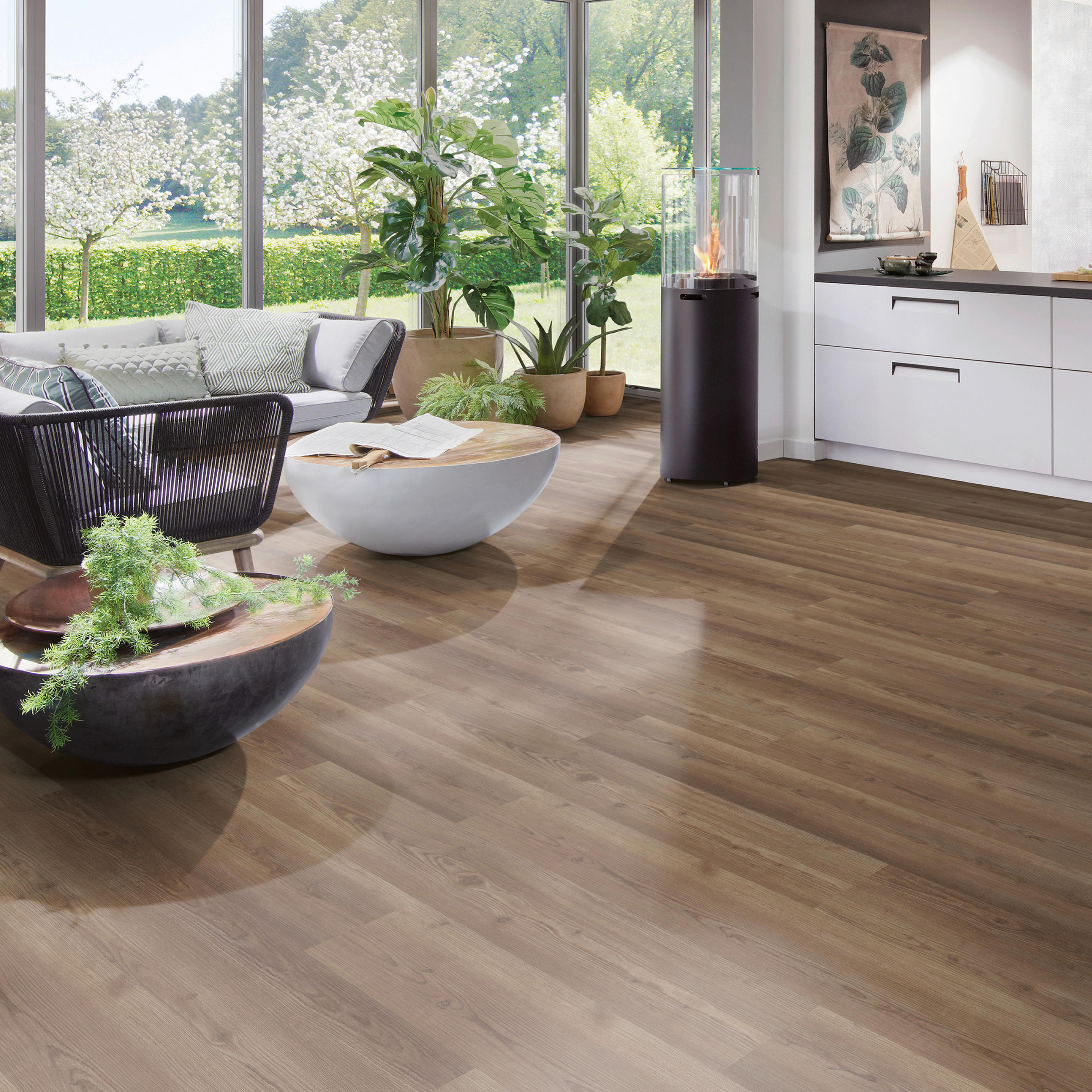 DESIGNBODEN MultilayerPlus  per  m² - Eichefarben/Mokka, Basics, Kunststoff (152.4/22.8/0.65cm)