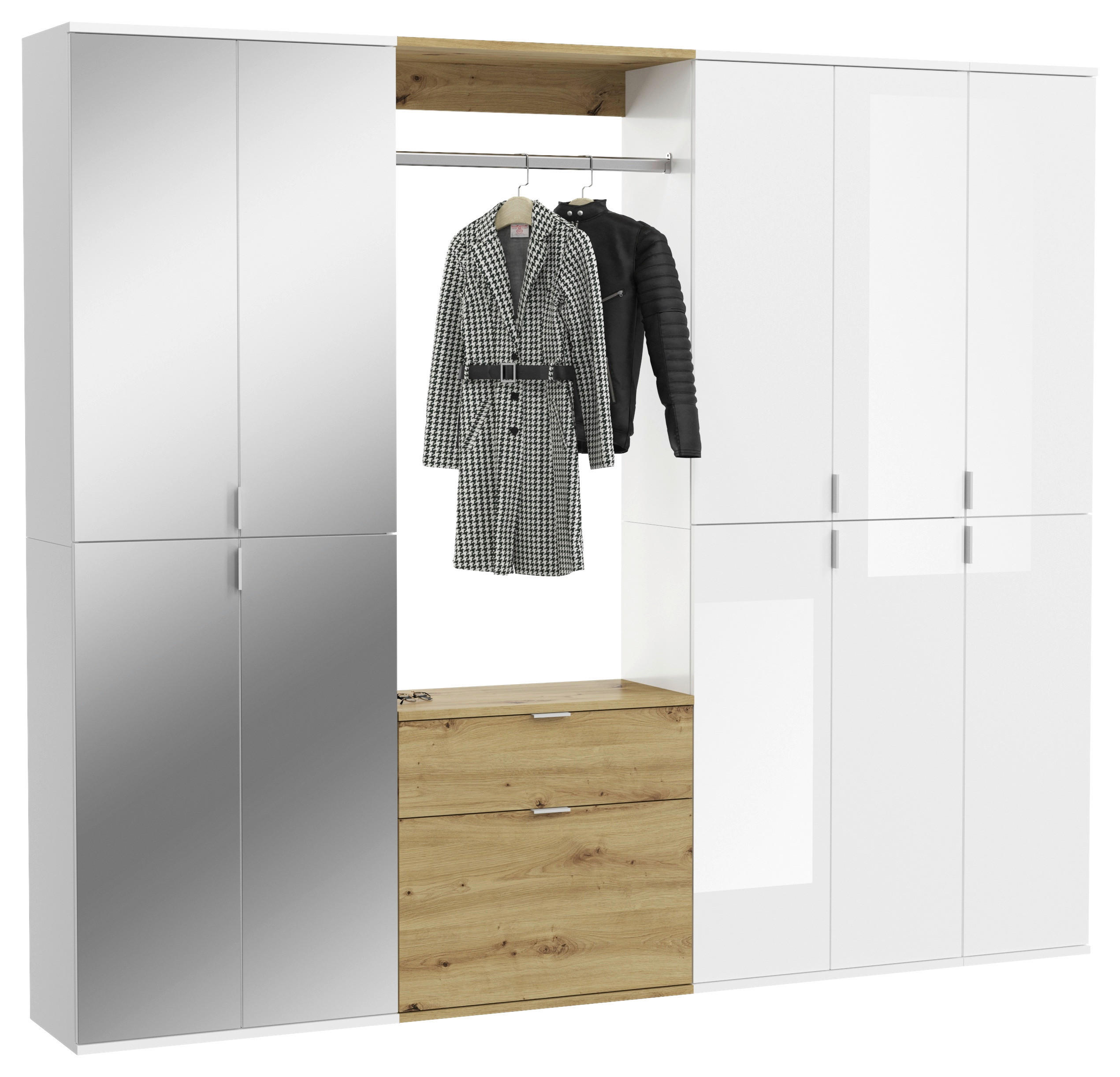 HALLMÖBEL 4 delar i 213/193/34 cm vit högglans 193/213/34 cm