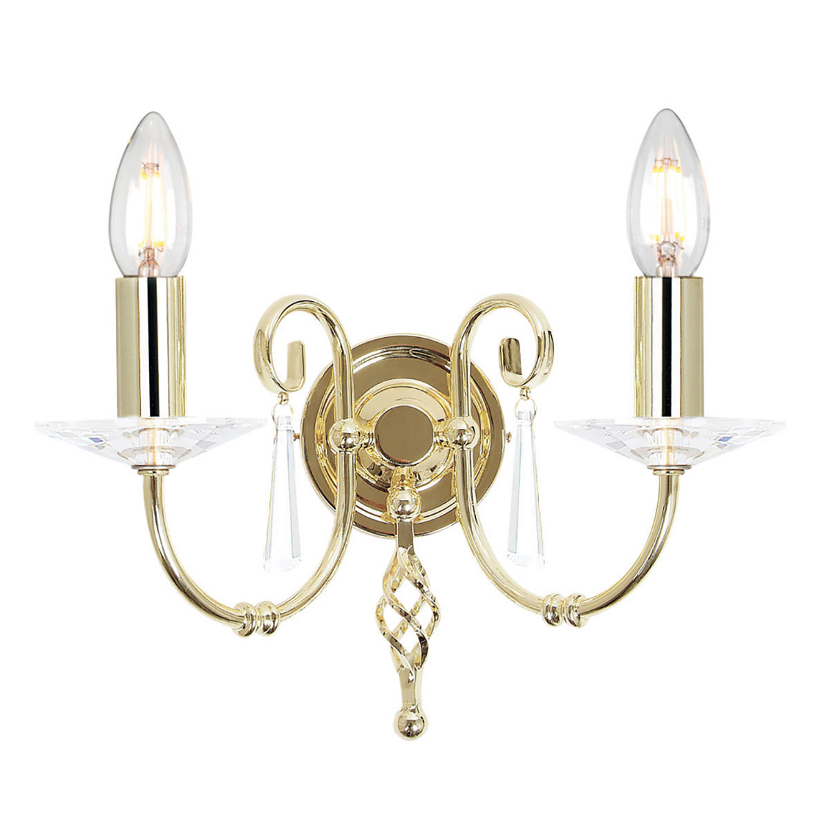 VÄGGLAMPA Elstead AG2-POL-BRASS 32/22/17,5 cm   - mässingsfärgad, Klassisk, metall/glas (32/22/17,5cm) - Elstead Lighting