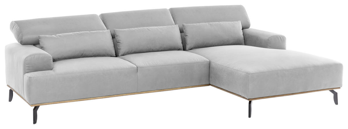 ECKSOFA Grau Mikrofaser  - Schwarz/Grau, MODERN, Textil/Metall (285/174cm) - MID.YOU