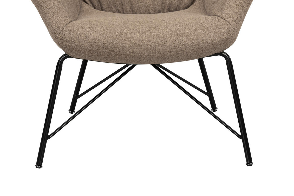 OHRENSESSEL Webstoff Braun  - Schwarz/Braun, Design, Textil/Metall (76/108/80cm) - MID.YOU