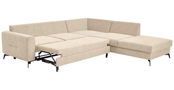 ECKSOFA Beige Chenille - Beige/Schwarz, KONVENTIONELL, Textil/Metall (275/257cm) - Carryhome