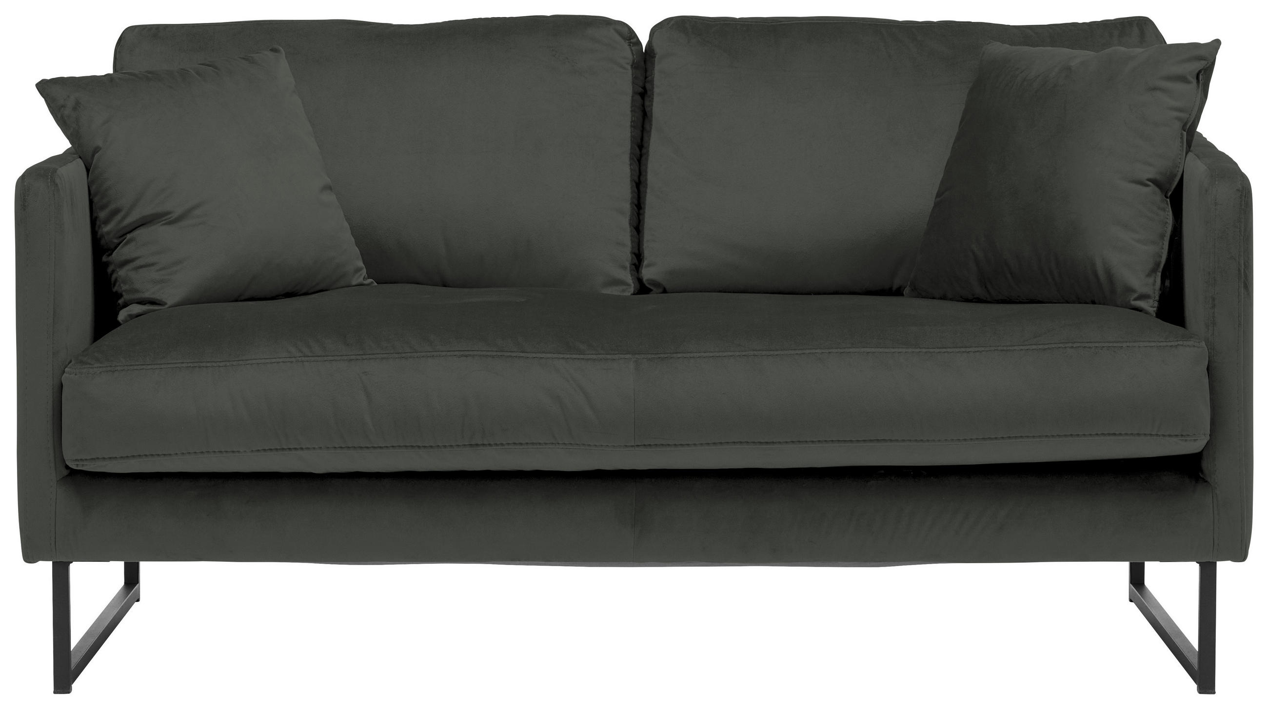 2-SITZER-SOFA Samt Dunkelgrau  - Dunkelgrau/Schwarz, Design, Textil/Metall (150/78/84cm) - Carryhome