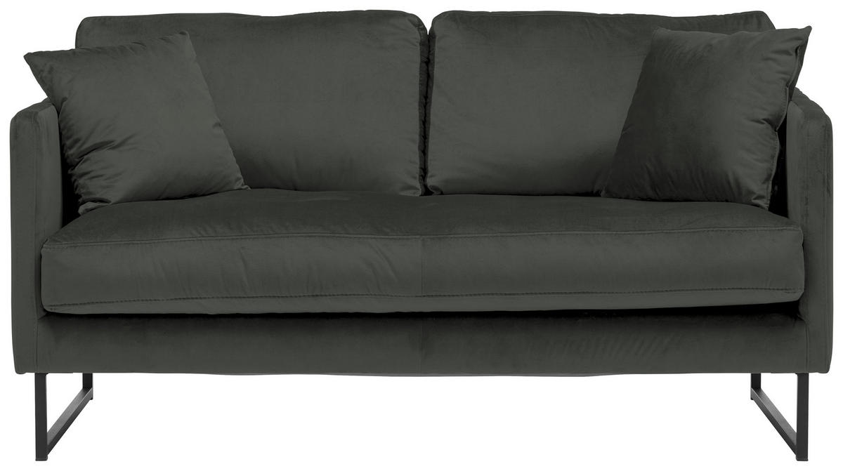 2-SITZER-SOFA  in Samt Dunkelgrau  - Dunkelgrau/Schwarz, Design, Textil/Metall (150/78/84cm) - Carryhome