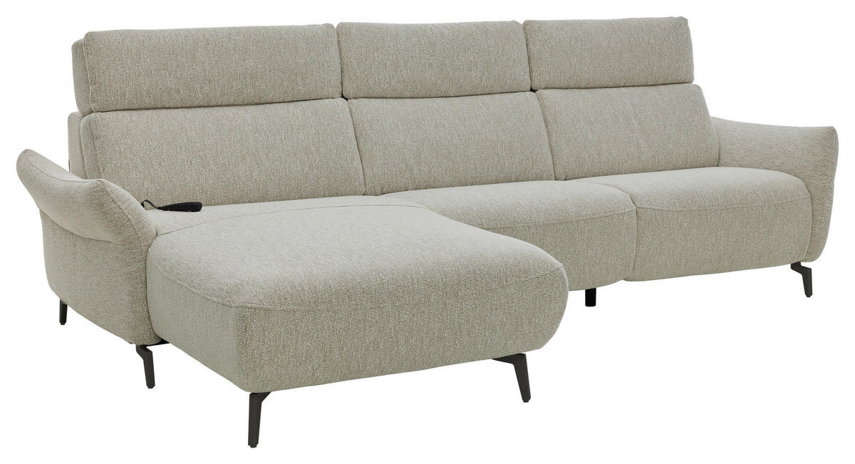 ECKSOFA Musterring Naturfarben Webstoff  - Schwarz/Naturfarben, Design, Textil/Metall (177/275cm) - Musterring