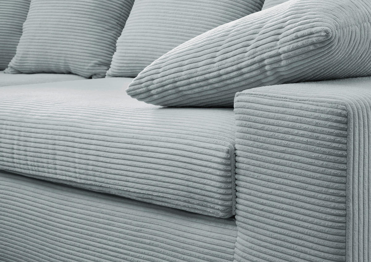 ECKSOFA in Cord Hellblau  - Schwarz/Hellblau, Modern, Kunststoff/Textil (278/200cm) - Livetastic