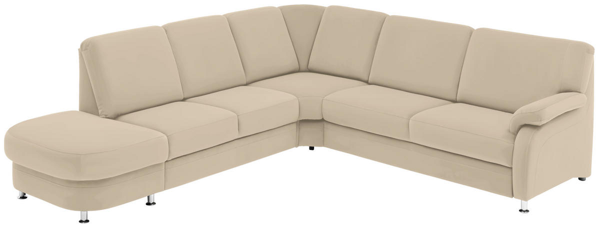 ECKSOFA in Flachgewebe Sandfarben  287/269 cm  - Sandfarben/Alufarben, KONVENTIONELL, Textil/Metall (287/269cm) - Beldomo System