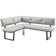 ECKBANK 140/180 cm  in Creme, Schwarz  - Creme/Schwarz, MODERN, Textil/Metall (140/180cm) - Cantus