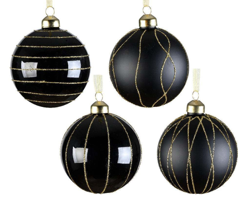 GLOB DE CRĂCIUN - negru, Konventionell, sticlă (8,00/8,00/8,00cm) - X-Mas