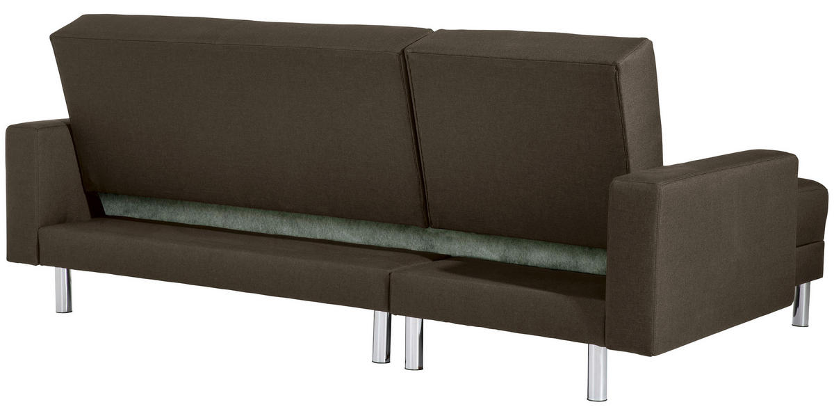 ECKSCHLAFSOFA inkl. Hocker in Braun Textil   - Chromfarben/Braun, Konventionell, Textil/Metall (152/230cm) - Max Winzer