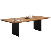 ESSTISCH in massiv Wildeiche Eichefarben, Schwarz - Eichefarben/Schwarz, Natur, Holz/Metall (250/110/75cm) - Venjakob