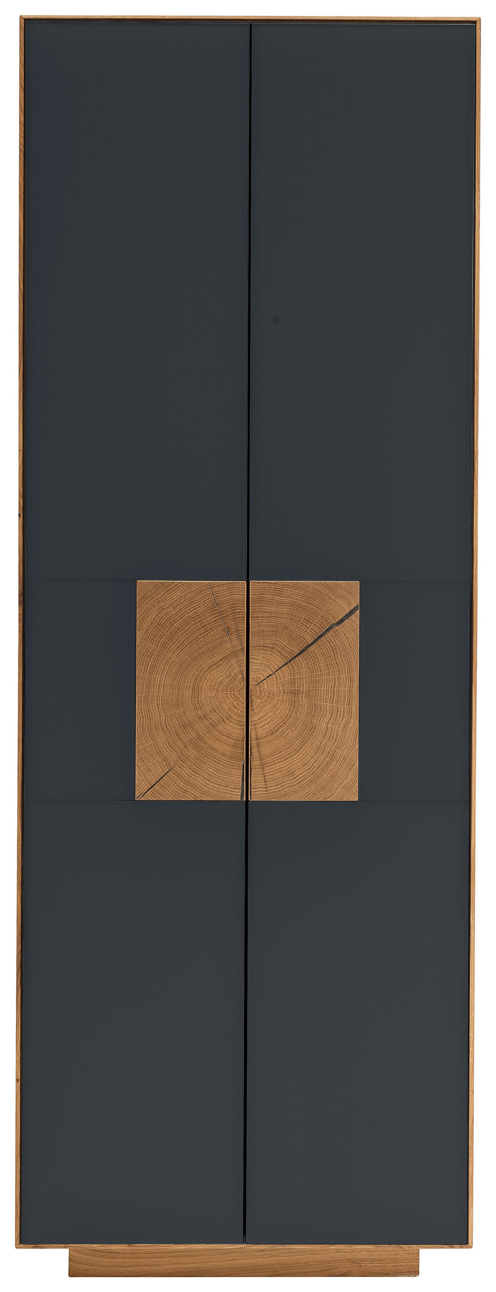 SCHUHSCHRANK Asteiche massiv Anthrazit, Eichefarben  - Eichefarben/Anthrazit, MODERN, Glas/Holz (72/198/37cm) - Linea Natura