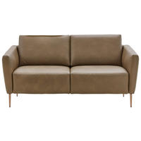 2-SITZER-SOFA Olivgrün Echtleder  - Eichefarben/Beige, Natur, Leder/Holz (182/86/87cm) - Valnatura