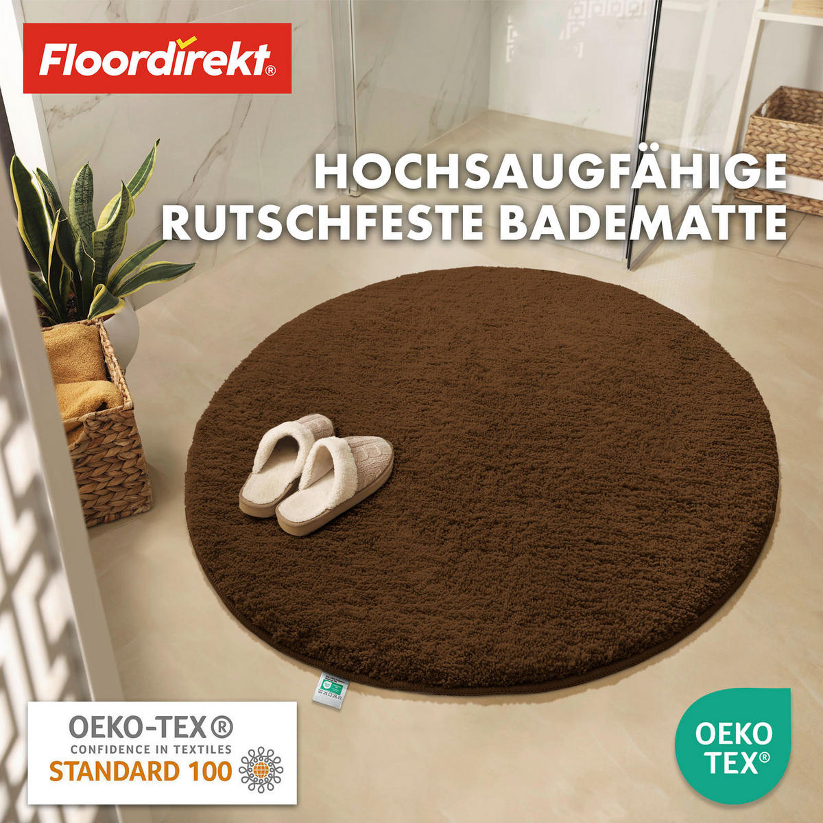 BADEMATTE SKY Braun 120 cm  - Braun, Basics, Kunststoff/Textil (120cm) - Floordirekt