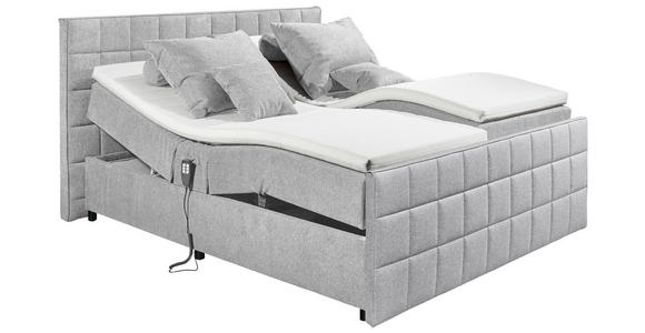 POLSTERBETT gepolstertes Kopfteil, Topper, motorische Verstellbarkeit Hellgrau 180/200 cm  - Hellgrau/Schwarz, Design, Holzwerkstoff/Kunststoff (180/200cm) - Esposa