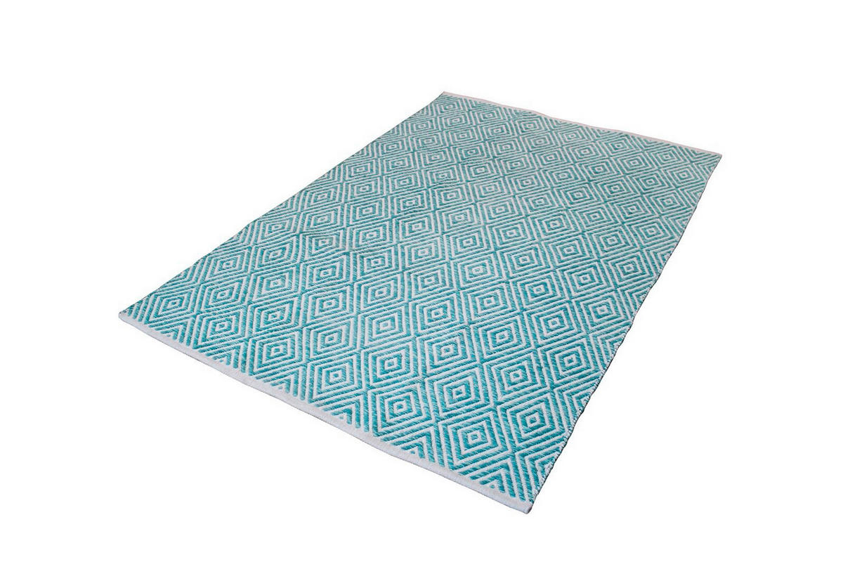 FLACHWEBETEPPICH 160/230 cm Türkis  - Türkis, KONVENTIONELL, Textil (160/230cm)