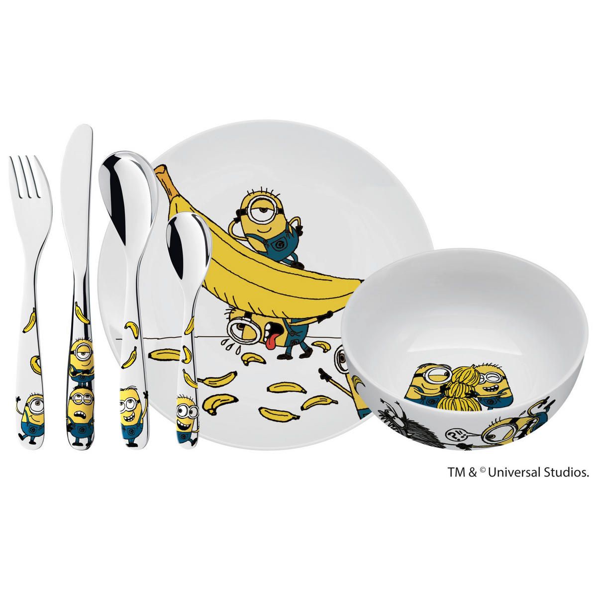 KINDERGESCHIRRSET Minions 6-teilig  - Design, Metall - WMF