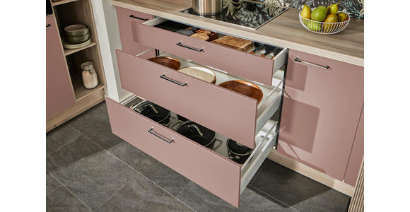 ECKKÜCHE  in Rosa, Tannenholzfarben  - Tannenholzfarben/Schwarz, Design, Holzwerkstoff/Metall (121,6/280/150cm) - Xora