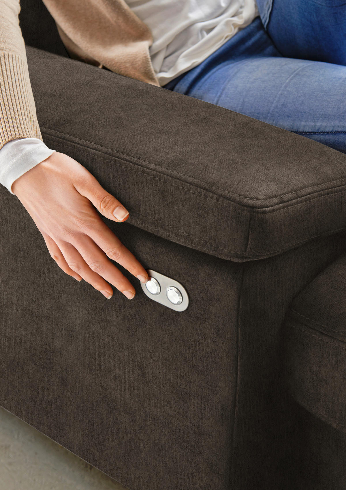 WOHNLANDSCHAFT in Velours Dunkelbraun  - Eichefarben/Dunkelbraun, Konventionell, Holz/Textil (235/316/167cm) - Beldomo System