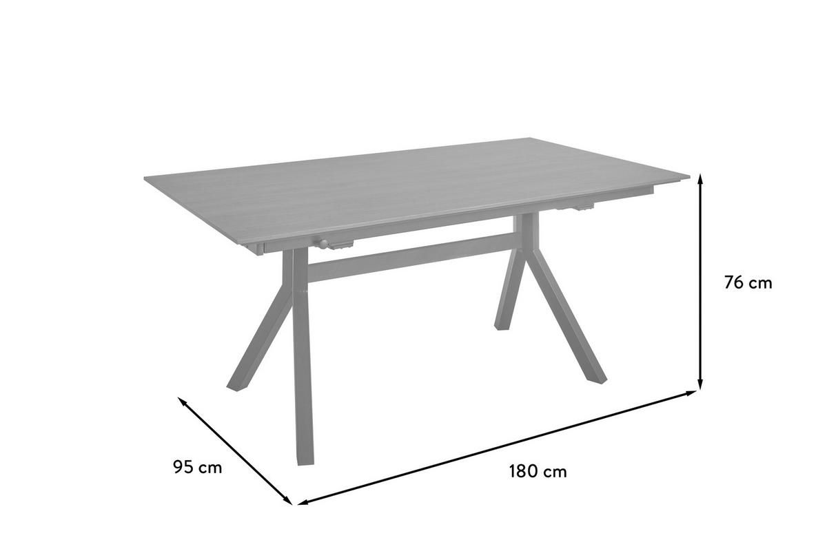 ESSTISCH in Metall, Holzwerkstoff 180/95/76 cm   - Schwarz, Basics, Holzwerkstoff/Metall (180/95/76cm) - Celina Home
