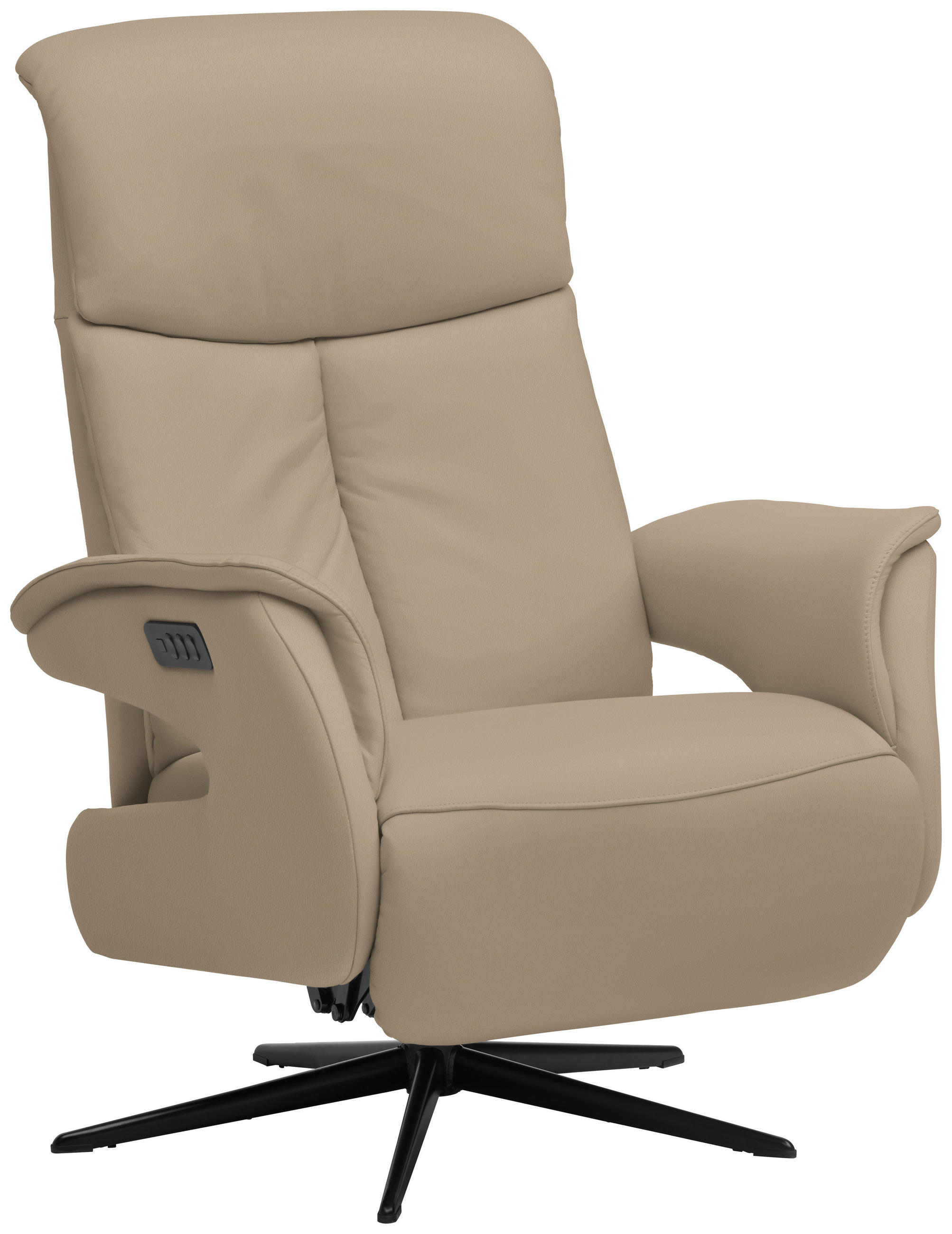 RELAXSESSEL in Leder Cappuccino  - Schwarz/Cappuccino, Design, Leder/Metall (78/106/88cm) - Welnova