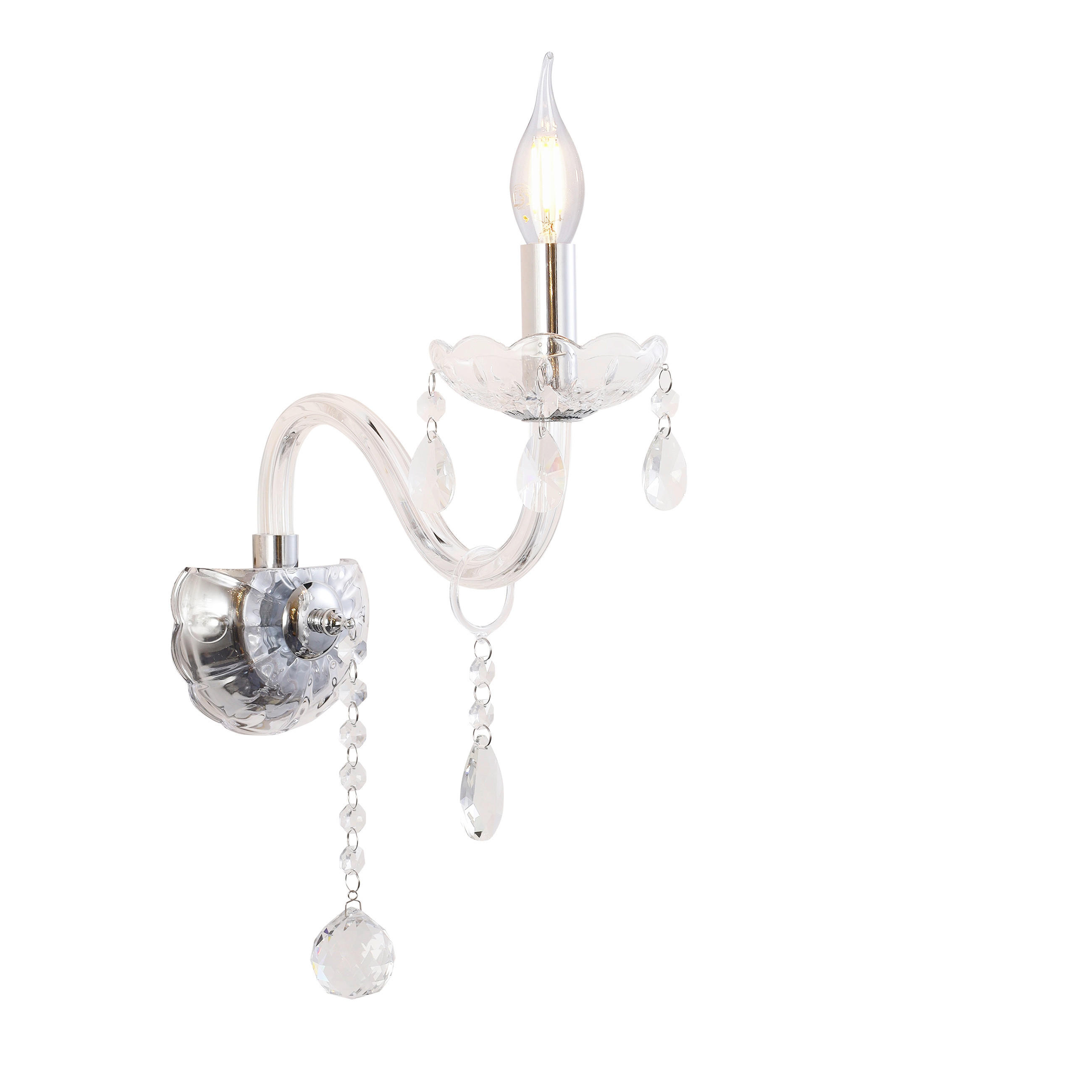 WANDLEUCHTE Cristallo 12/25/37 cm   - Transparent, KONVENTIONELL, Metall (12/25/37cm)