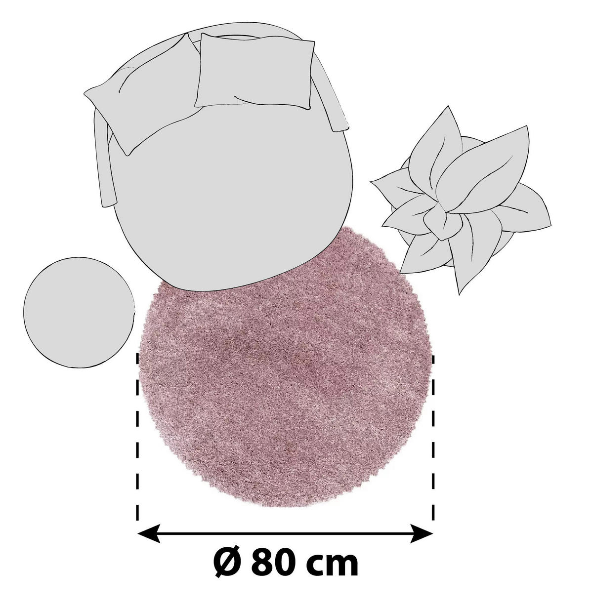 HOCHFLORTEPPICH 80 cm Fluffy 3500 Rosa Rosa  - Rosa, Basics, Textil (80cm)