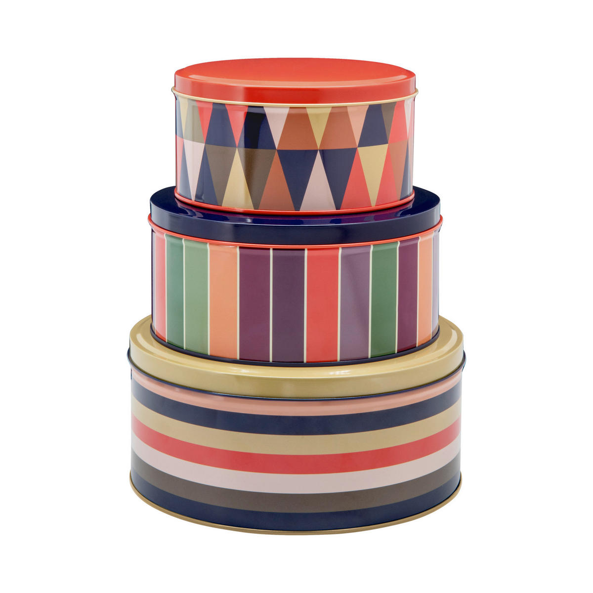 KEKSDOSENSET 3-teilig  - Multicolor, Basics, Metall (19,8/19,8/9cm)