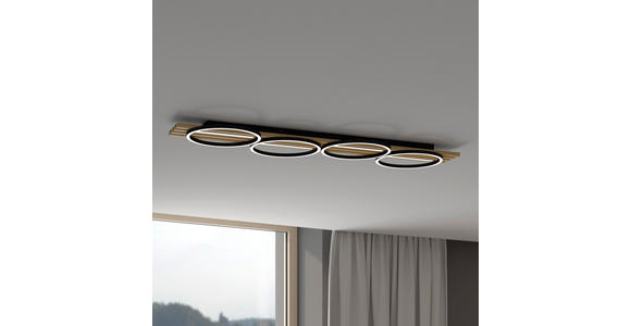 LED-DECKENLEUCHTE 125/38/6,8 cm   - Schwarz, Design, Holz/Kunststoff (125/38/6,8cm) - Novel