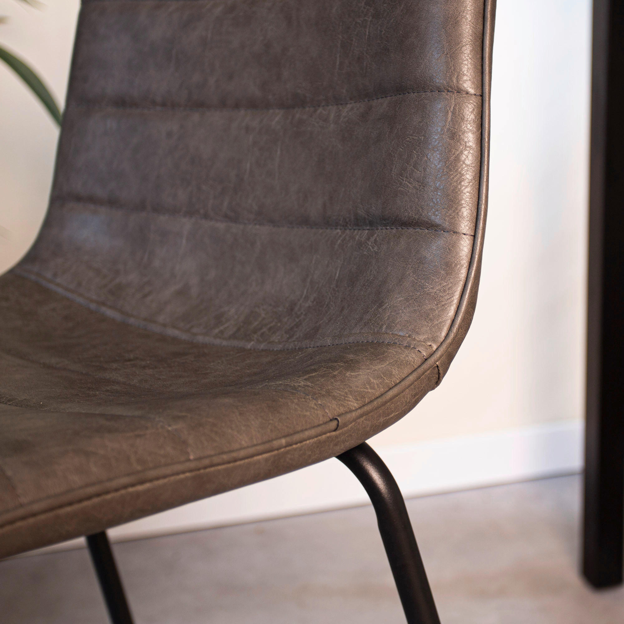 Thumbnail - Mid.you Barhocker-Set, Anthrazit, Metall, Kunststoff, Textil, Vintage, U-Form, 49x98x54.5 cm, abwischbar, Esszimmer, Bar...