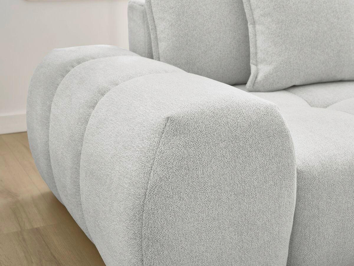 ECKSCHLAFSOFA EVEREST  mit Rücken echt, Armteil links, Armteil rechts Flachgewebe Hellgrau  - Hellgrau/Schwarz, MODERN, Kunststoff/Textil (318/180cm) - Livetastic